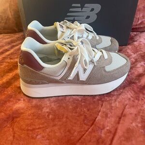 New Balance Beige and White Sneakers